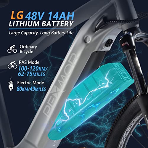 PEXMOR Electric Bike for Adults, 750W (Peak 1000W) BAFANG Motor 32MPH | 48V 14AH Removable LG Battery Mountain Ebike