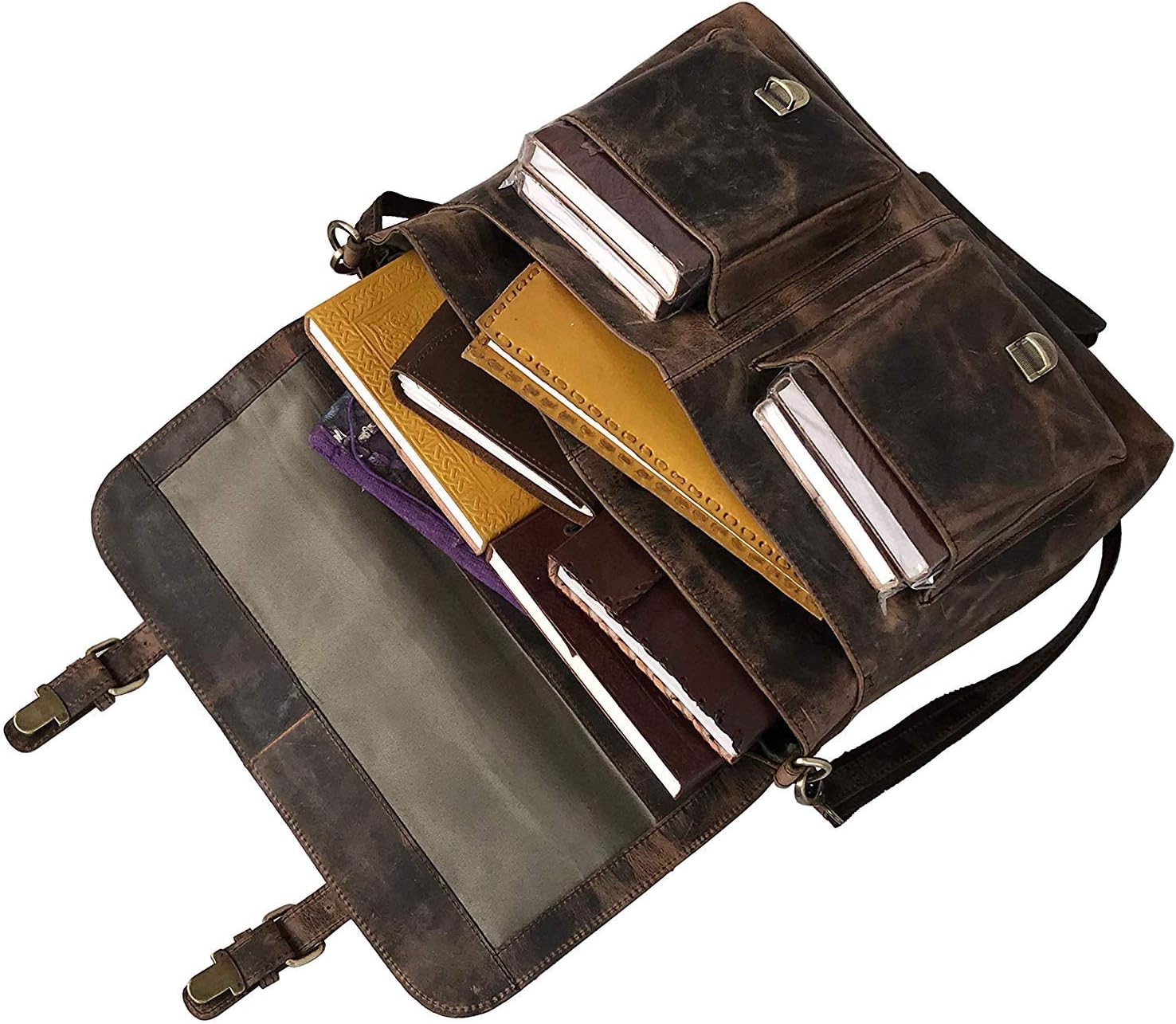Cuero 16 Inch Retro Buffalo Leather Laptop Messenger Bag Office Briefcase College Bag (Vintage Brown)