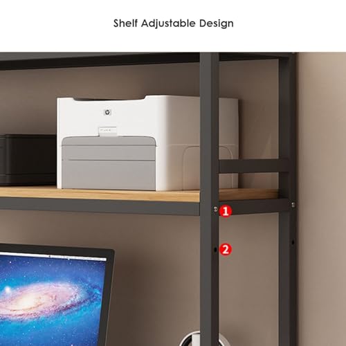 2 Tier Multipurpose Countertop Hutch Bookshelf - Metal Desktop Bookcase For Computer Desk, Adjustable Desk Organizer Rack