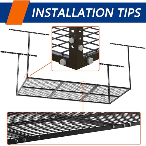 3 x 8FT Overhead Garage Storage Rack,Adjustable Ceiling Storage Racks,Garage Shelving Heavy Duty Storage Organizer System