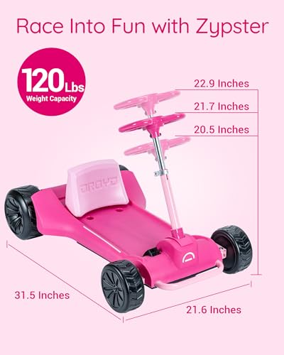 Droyd Zypster Electric Go Kart for Kids, 25V Lithium Ion Battery w/Dual 50W Brushed DC Motor Up to 3-6 Mph, Adjustable Height and Seat