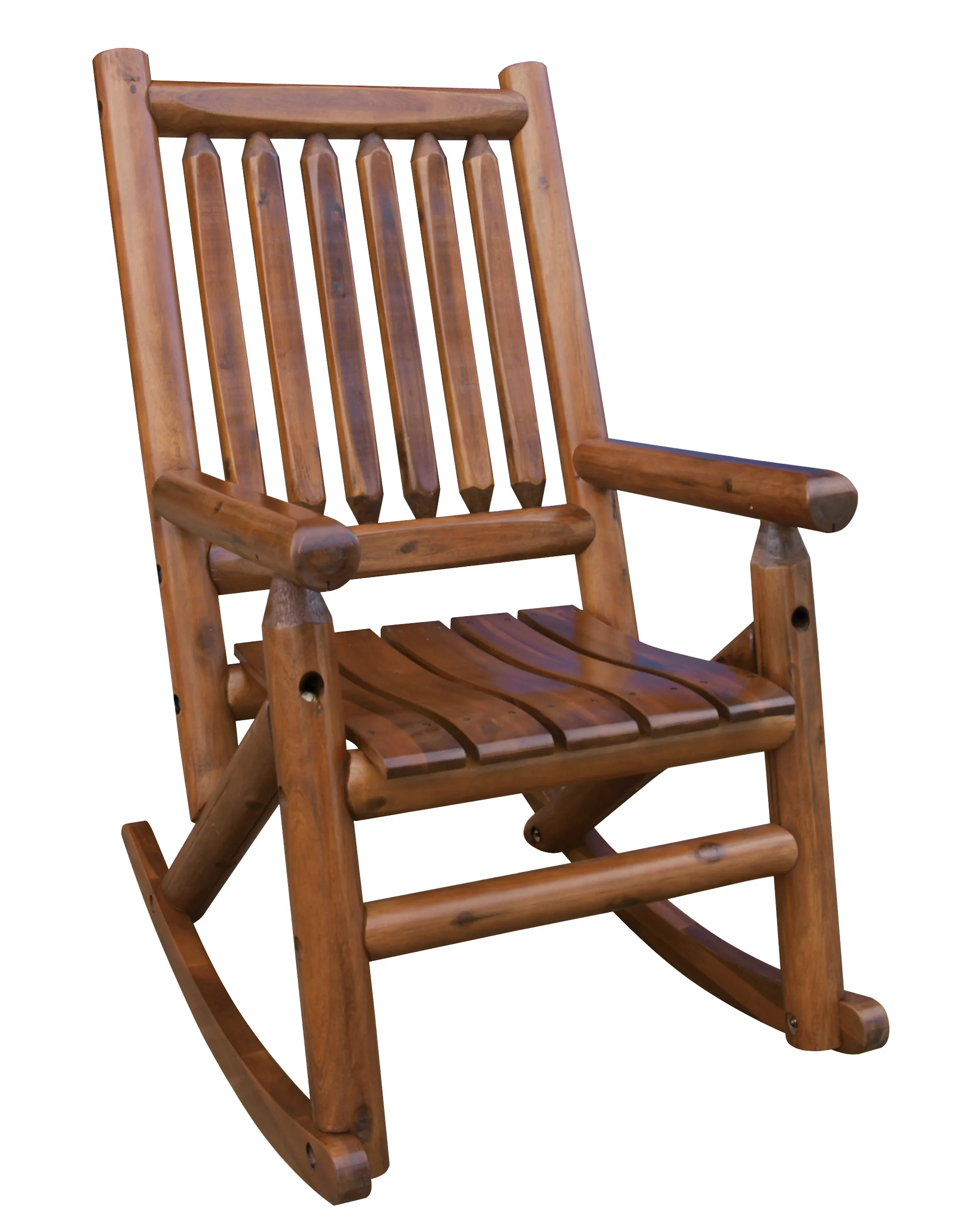 Leigh Country Amber-Log Adult Wood Outdoor Rocker - Brown