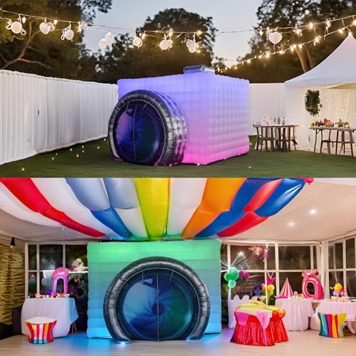 SAYOK Inflatable Party Tent Inflatable Nightclub White Inflatable Camera Photo Booth Enclosure Inflatable Cube Tent for Event, Show, Exhibition, Bars