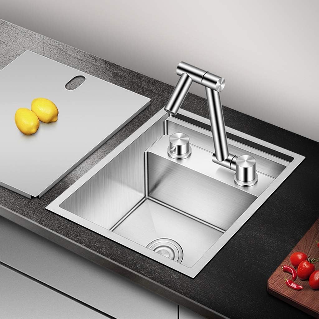 Stainless Steel Sink Hidden Kitchen Sink Sink On Bar Counter Sink with Folding Faucet Can Be Installed Under Counter