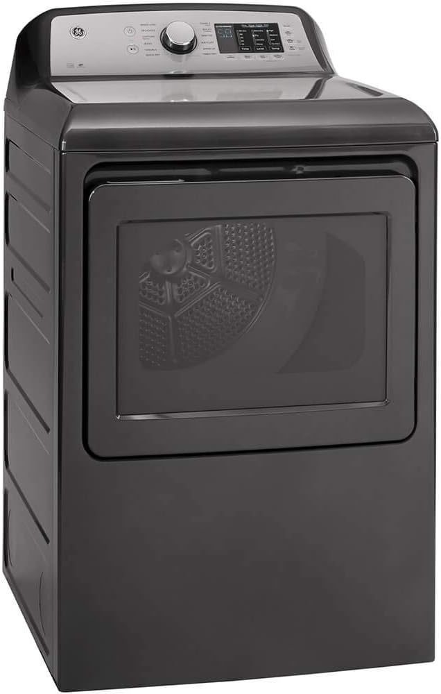 GE GTD72EBPNDG 27" Energy Star Front Load Electric Dryer with 7.4 cu. ft. Capacity Aluminized Alloy Drum and Glass Door in Diamond Gray