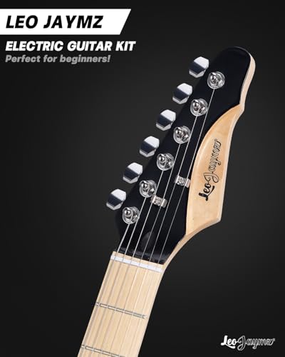 Leo Jaymz 39" Full Size ST Style Electric Guitar Starter Kit with SSH Pickup, 5W Portable Amp, Tuner, Gig Bag, Strap & Accessories (Violet Ocean)