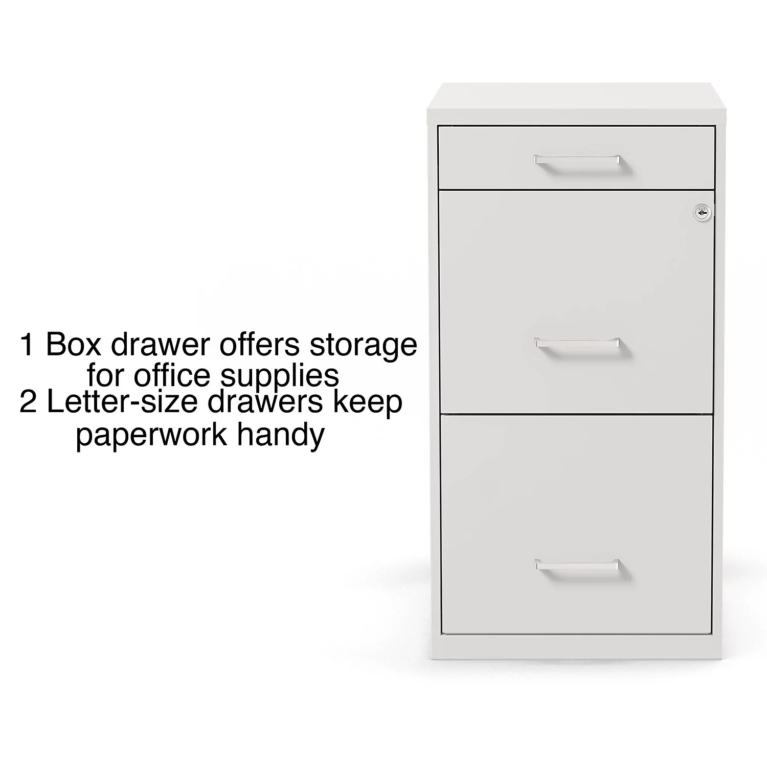 Staples 3-Drawer Vertical File Cabinet Locking Letter White 18"D (52144) 23789/52144