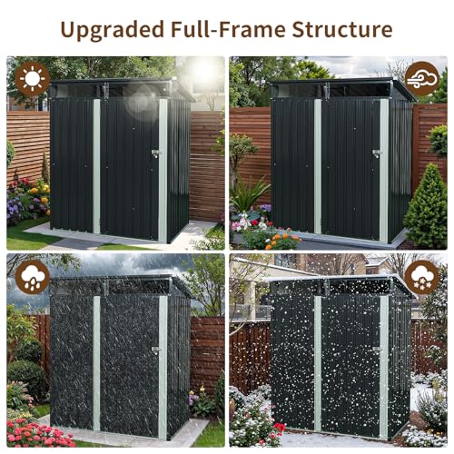 NicBex 6×5 Resin Outdoor Storage Shed with Floor & Window– All-Weather Lockable Small Tool Shed
