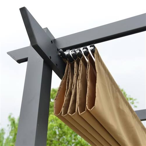 Aleko PERGSAND10X13 Aluminum Outdoor Retractable Canopy Pergola - 13 x 10 ft - Sand Color