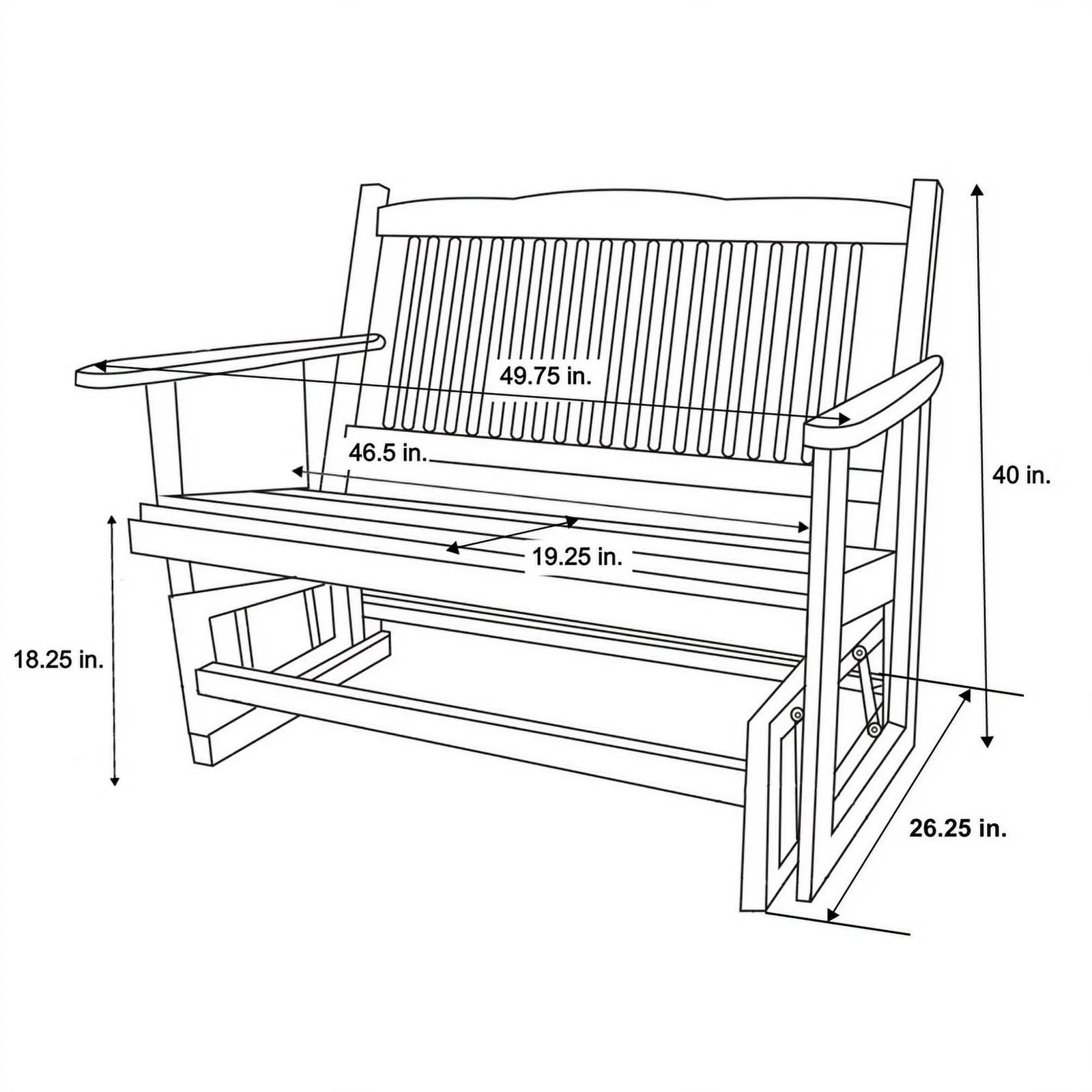 Shine Company Traditional Hardwood Outdoor Glider Loveseat in White Finish