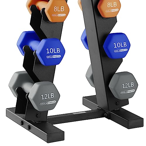 HolaHatha Neoprene Dumbbell Free Hand Weight Set with Rack, Ideal for Home Exercises to Gain Tone and Definition