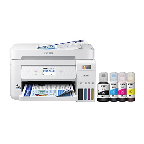 Epson EcoTank ET-4850 Wireless All-in-One Cartridge-Free Supertank Printer with Scanner & Workforce ES-400 II Color Duplex Desktop Document Scanner