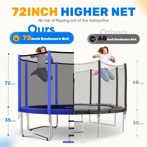 ORCC 1200LBS Weight Capacity Trampoline 16 15 14 12 10 8FT Outdoor Yard Trampolines for Kids Adults Outdoor Yard Trampolines for Kids Adults