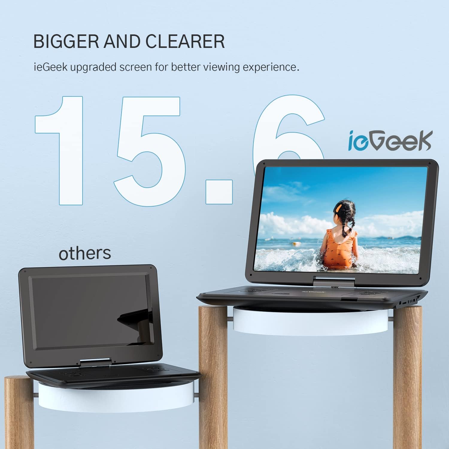 ieGeek 17.5" Portable DVD Player with 15.6" Swivel HD Large Screen, 6 Hrs 5000mAH Rechargeable Battery, High Volume Speaker