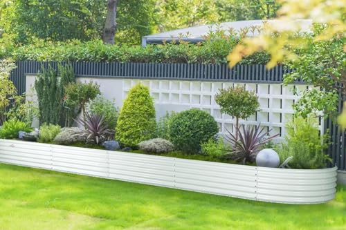 A ANLEOLIFE 8X4X1.5 ft Galvanized Raised Garden Beds Outdoor, Oval Large Metal Planter Box for Planting Vegetables Flowers Herb