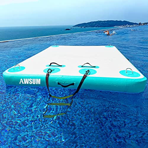 AWSUM Inflatable Floating Dock Air Dock Platform Floating Island Raft with None-Slip Surface for Pool Beach Ocean