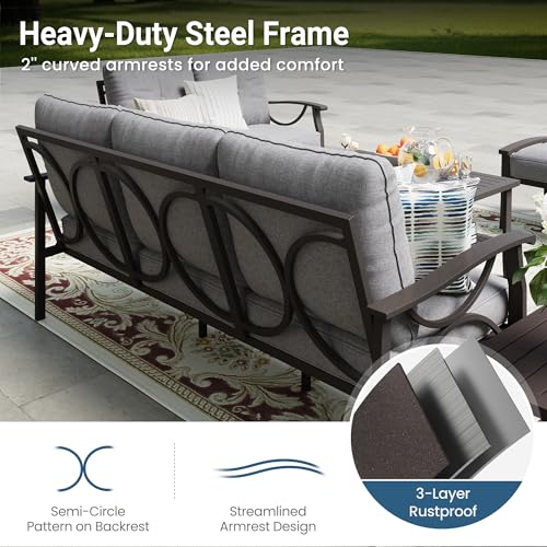 Wisteria Lane 5-Piece Outdoor Patio Furniture Set, Outdoor Metal Sectional Furniture with Cushions