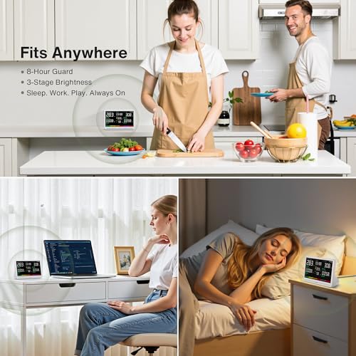 bonoch 16 in 1 Air Quality Monitor Indoor 7" Display 9 AQI+7 AQI Alerts Air Quality Tester for CO2, TVOC, PM2.5 PM1.0 PM10, HCHO