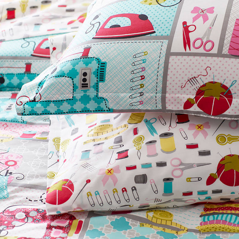 Cstudio Home by The Company Store Sew Right Organic Cotton Percale Twin Comforter, Multi