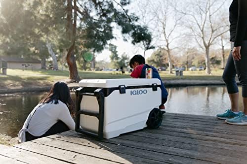 Igloo Marine Ultra 90 QT Cooler, Insulated Cooler Chest with Soft Ride Wheels, Leak-Proof Outdoor Hard Cooler, 5-Day Ice Retention, 137 Can Capacity