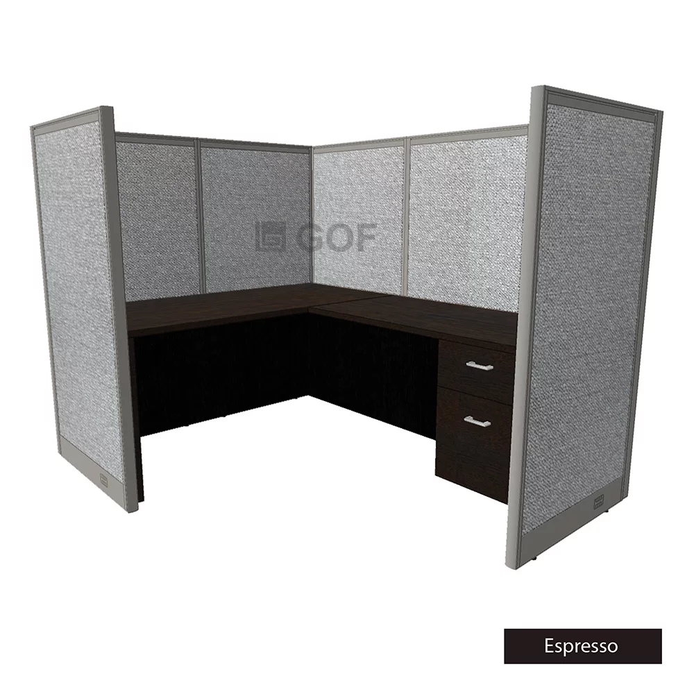 GOF 1 Person Workstation Cubicle (C-6’D x 6’W x 5’H) / Office Partition, Room Divider (60"H Cubicle with Desk, Artisan Grey)