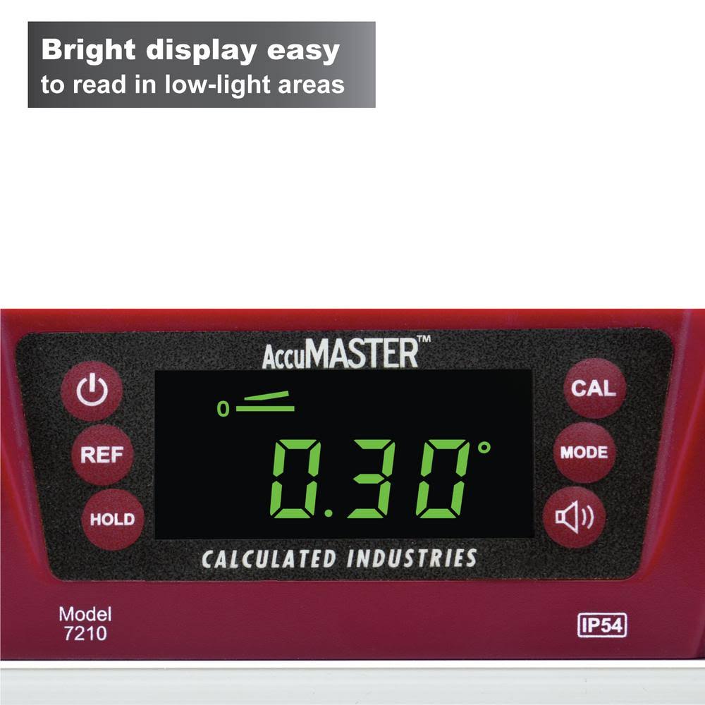 Calculated Industries 7210 AccuMASTER Pro Digital Torpedo Level and Protractor | 10 inch | Neodymium Magnets | Bright LED Displa