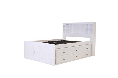 Discovery World Furniture White Full Bookcase Bed with 6 Drawers