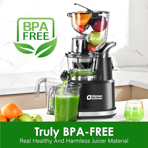 Kitchen in the Box Cold Press Juicer Machines,Slow Masticating Juicer Machine, With 3.26" Wide Feed Chute for Whole Fruits and Vegetables,BPA-Free
