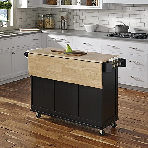 Homestyles Dolly Madison Off-White Mobile Kitchen Island Cart with Wood Drop Leaf Breakfast Bar