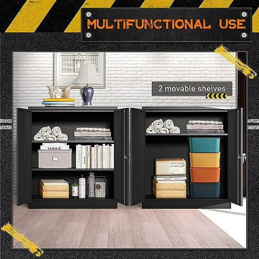 GEROBOOM Metal Garage Cabinet  72\u201D Large  Cabinet with 2 Doors and 4 Adjustable Shelves  Steel Tool Cabinets  Metal File  Cabinet for Home