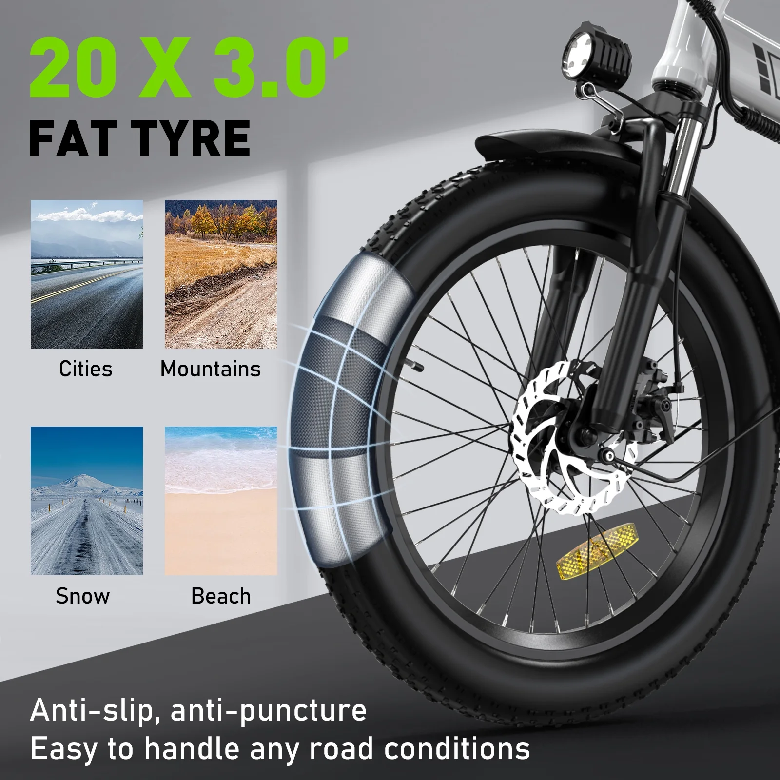 COLORWAY 20鈥漍3.0 Fat Tire Electric bicycles, Foldable Mountain Snow Beach Electric bike ebike with 500W/36V/12Ah Battery, Shimano 7-Speed e bicycle