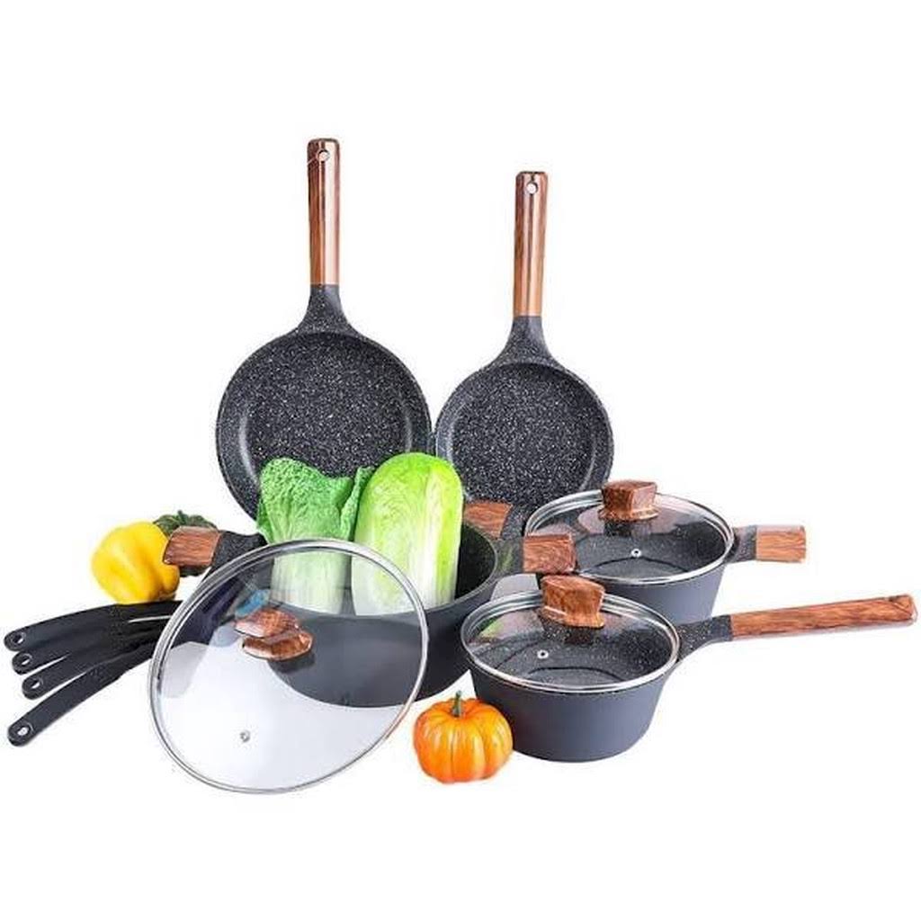 Kitchen Academy Nonstick Cookware Set Speckle Nonstick