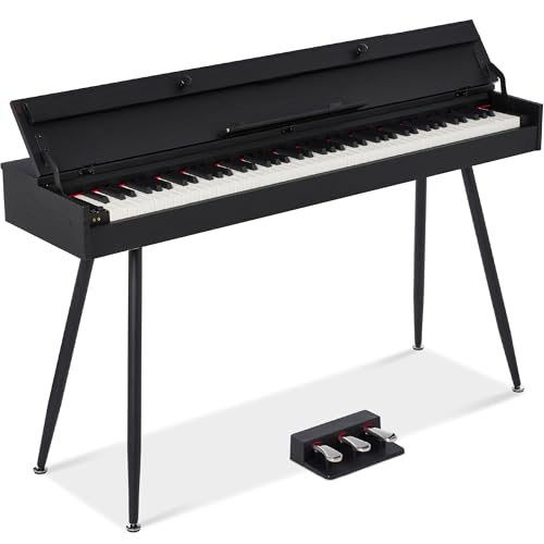 Best Choice Products 88-Key Weighted Full Size Digital Piano, Modern Desk Keyboard w/Metal Legs, 3 Sustain Pedal, MIDI, Headphone Jack - Natural