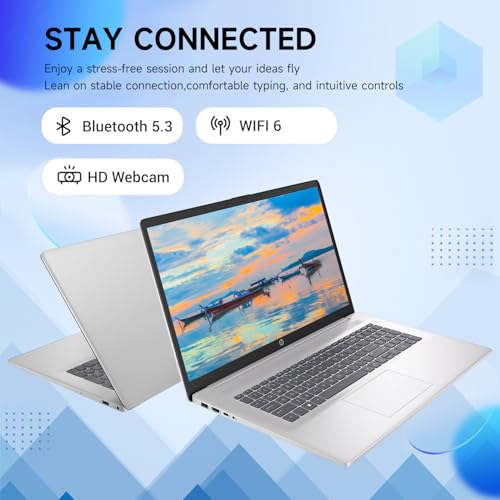 HP Premium 17.3" Touchscreen Laptop, 8-Cores Intel Core i3-N305, 32GB RAM, 128GB eMMC + 1TB SSD, Webcam, HDMI, Wi-Fi 6, Windows 11 S, Silver