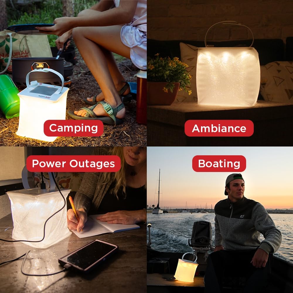LuminAID 2-in-1 Solar Camping Lantern and Phone Charger - Inflatable LED Lamp for Camping, Hiking and Travel - Emergency Light for Power Outages