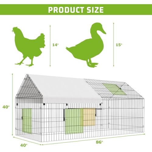 Large Metal Chicken Coop with Run,9.8×13.1×6.6ft Walk-in Poultry Cage