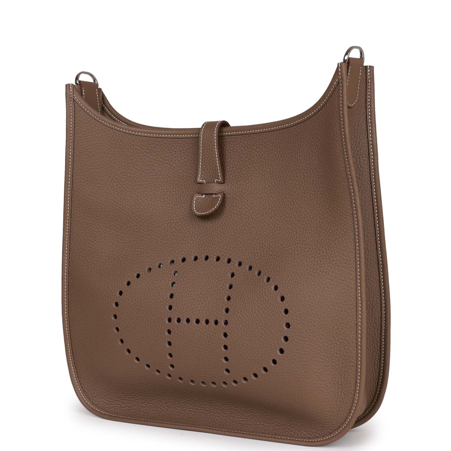 Hermes Evelyne III GM Etoupe Clemence Palladium Hardware