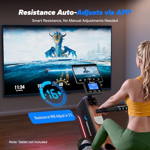 MERACH Rowing Machines for Home, Powerful Electromagnetic Row Machine with 51.2" Extended Rail, 16-Level Handle Resistance Adjustment Rower