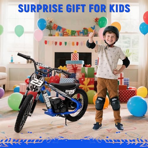 wanan Electric Dirt Bike for Kids 6-12 with Shock-Absorbing Front Fork, 250W Electric Motorcycle Up to 15.5MPH, 24V Detachable Battery, 16''