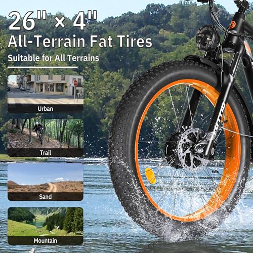 TUTTIO Electric-Bike for Adults-Men, Dual-Motor-Ebike 40-46MPH-Hunting-Ebike, 52V 30AH Long Range Dirtbike, 26" Fat-Tire-Electric-Bicycle