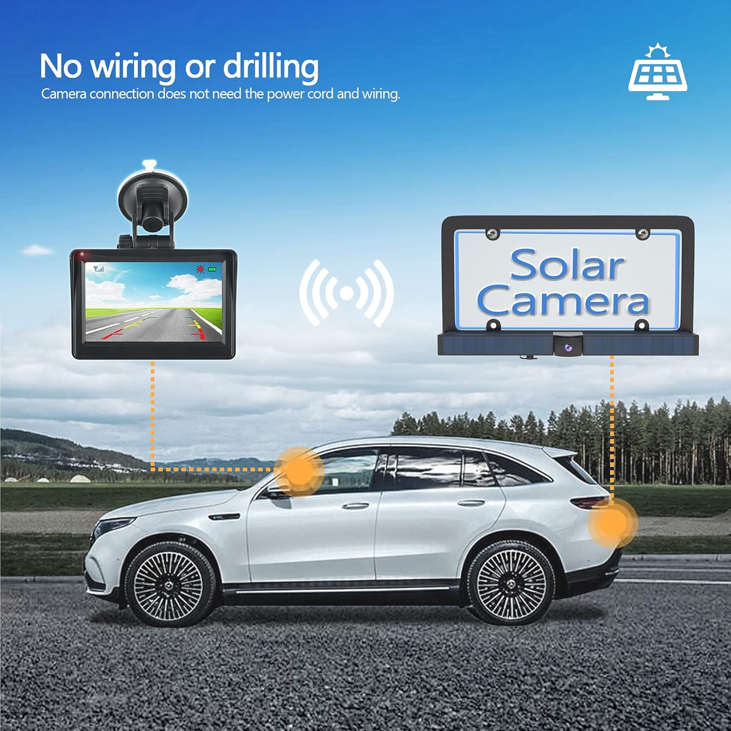 PARKVISION Solar Wireless Backup Camera,True Wireless Backup Camera, DIY Installation