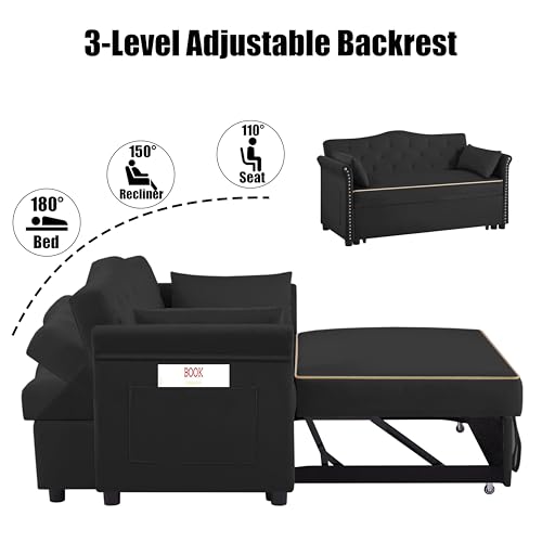 68.11" Corduroy Sleeper Chair Bed with USB Port, Cup Holders & Side Storage Pockets – 3-in-1 Foldable Sofa Bed for Guest Room, Living Room – White