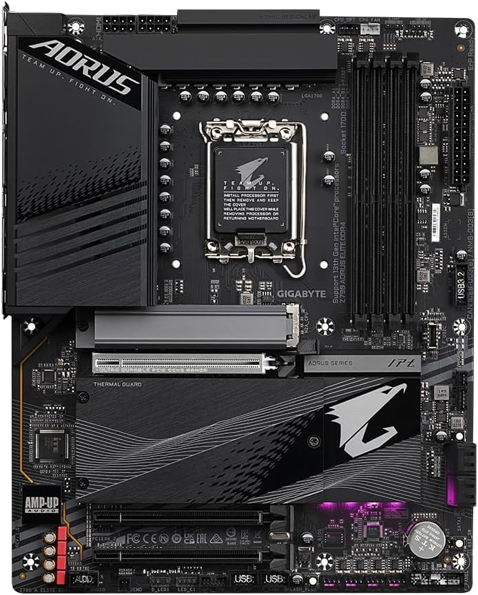 GIGABYTE Z790 AORUS ELITE DDR4 Intel LGA 1700 ATX Motherboard, 4x DDR4 ~128GB, 3x PCI-E x16, 4x M.2, 4x SATA, 5x USB 3.2, 1x USB-C, 4x USB 2.0