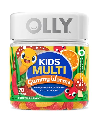 OLLY Kids Multivitamin Gummy Worms, Overall Health and Immune Support, Vitamins and Minerals A, C, D, E, Bs and Zinc, Chewable Supplement