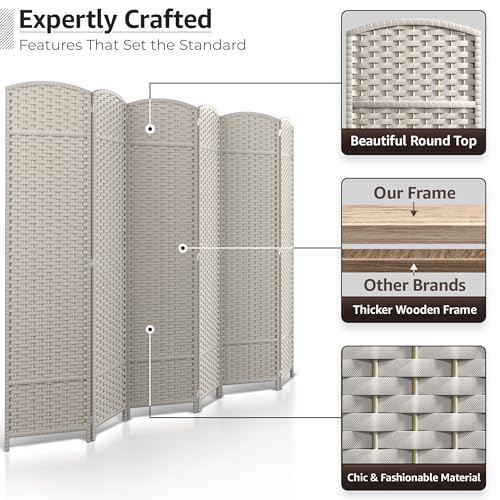 Sorbus 8-Panel Black Room Divider with Double Hinged Panels, 6 ft Tall Folding Privacy Screen