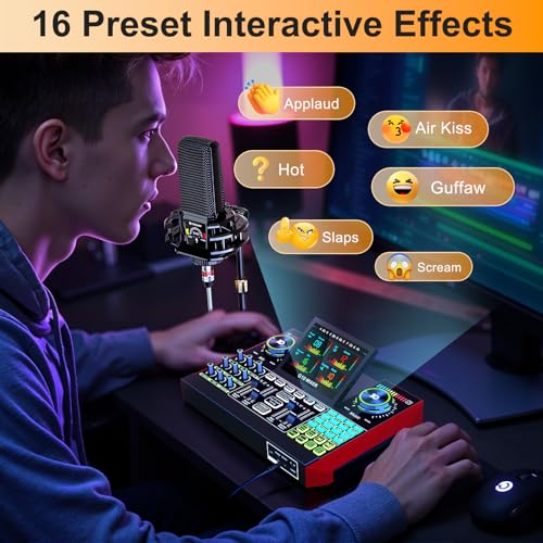 Podcast Microphone Bundle with Live Sound Card Audio Mixer