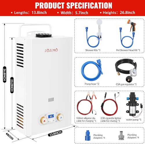 Tankless Water Heater Propane,2.64GPM 10L Outdoor Portable water heater,with 2 GPM Water Pump