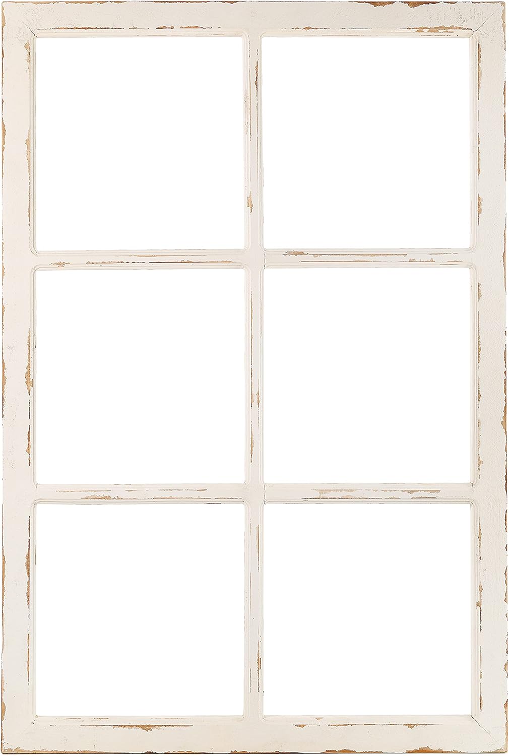 Ka Home Farmhouse Window Pane Wall Decor - 6-Pane Rustic Wood Window Frame with Distressed Black Finish