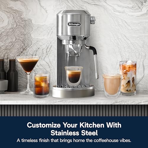 De'Longhi Dedica Duo Compact Espresso Machine - Cold Brew Coffee Maker with Milk Frother Wand- for Espresso, Hot & Iced Coffee, Cappuccinos