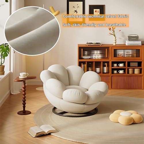 Shaped Swivel Indoor Lounge Chair with Ottoman - Comfortable Single Leisure Sofa Chair | Reading and Relaxing Chair for Living Room, Bedroom